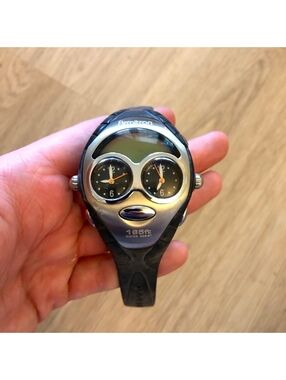 VINTAGE ARMITRON DUAL RACER SPORT ANALOG TIME SPORT DIGITAL SILVER BLACK WATCH